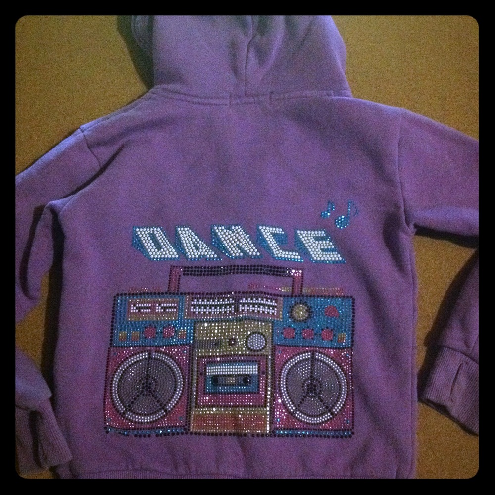Girls zip up hoodie dazzling Dance art on back💜
